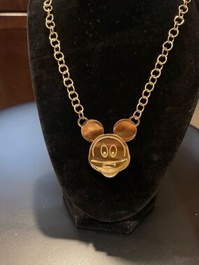 Gold Tone Mickey Mouse Pendant Necklace